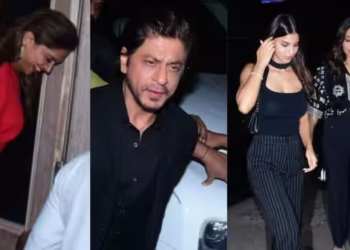 Shah Rukh Khan looks effortlessly handsome as he parties with Deepika Padukone, Suhana Khan, Gauri Khan.