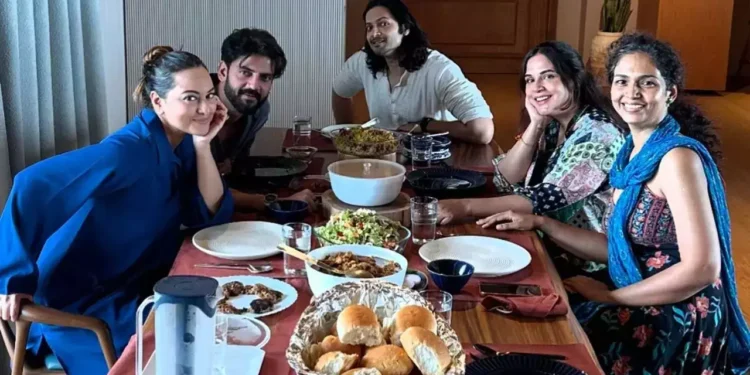 Newlyweds Sonakshi Sinha and Zaheer Iqbal join new parents Richa Chadha and Ali Fazal for a potluck gathering.