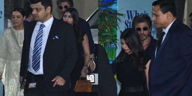 Shah Rukh Khan looks dapper in black as he arrives at his son AbRam’s school function