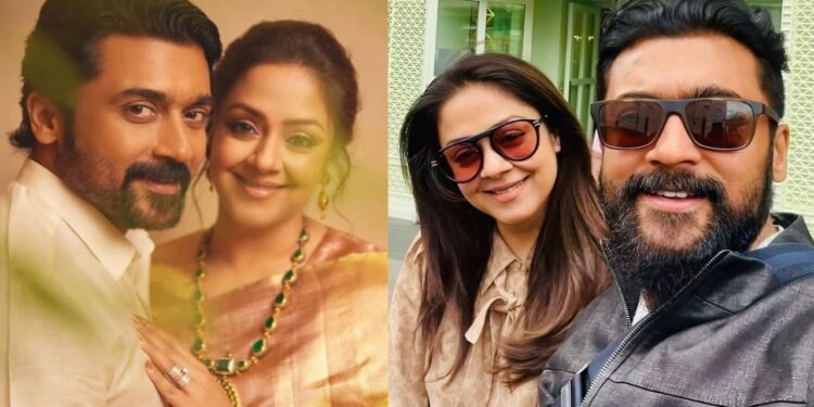 Suriya sports a bearded look, poses with wife Jyotika for a happy picture